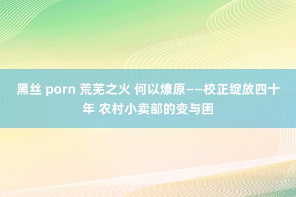 黑丝 porn 荒芜之火 何以燎原——校正绽放四十年 农村小卖部的变与困